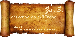 Zsivanovics Sándor névjegykártya